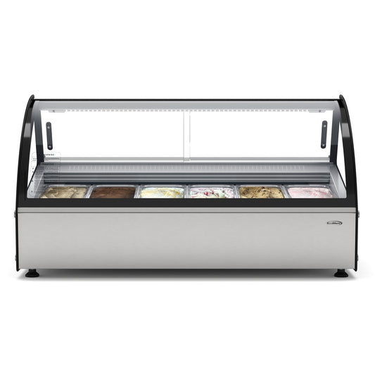 KOOLMORE 46 in. Countertop Gelato Display Case with 6 Pans and Built-in Glass Sneeze Guard in Stainless-Steel  - KMCGD6P
