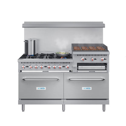KOOLMORE 60 in. Commercial LP Range with 24 in. Griddle and Broiler in Stainless-Steel  - KMCRGB60LP