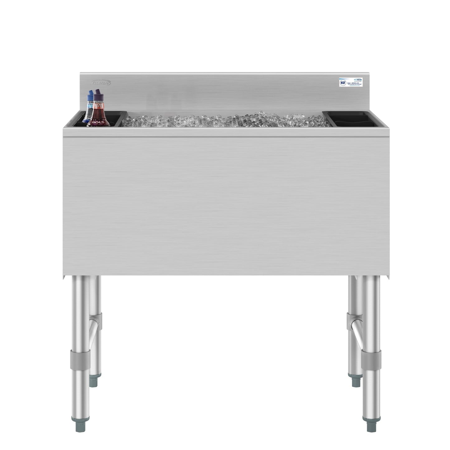 KOOLMORE KMUIB1830 30 in. Commercial Underbar Ice Bin with Siding Lid in Stainless Steel  - KM-UIB-1830