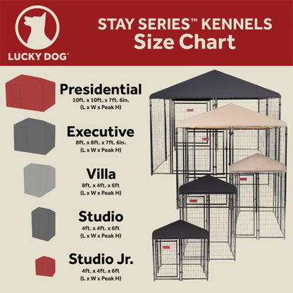 Lucky Dog STAY Series 10 x 10 x 6 Foot Roofed Steel Frame Dog Kennel, Grey - 265230