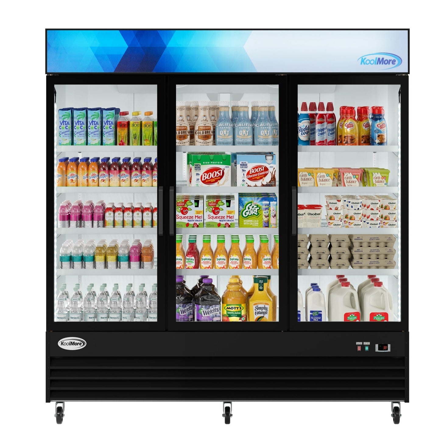 KOOLMORE 78 in. Three-Door Merchandiser Refrigerator - 53 Cu Ft.  - MDR-3GD