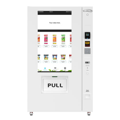 KOOLMORE KMVMFWT36BR 45 in. Commercial Freezer Ice Cream Vending Machine with 44 Slots, Ample 49 in. Touch Display, Bill Acceptor and Credit Card Reader in White  - KM-VMFWT-36BR
