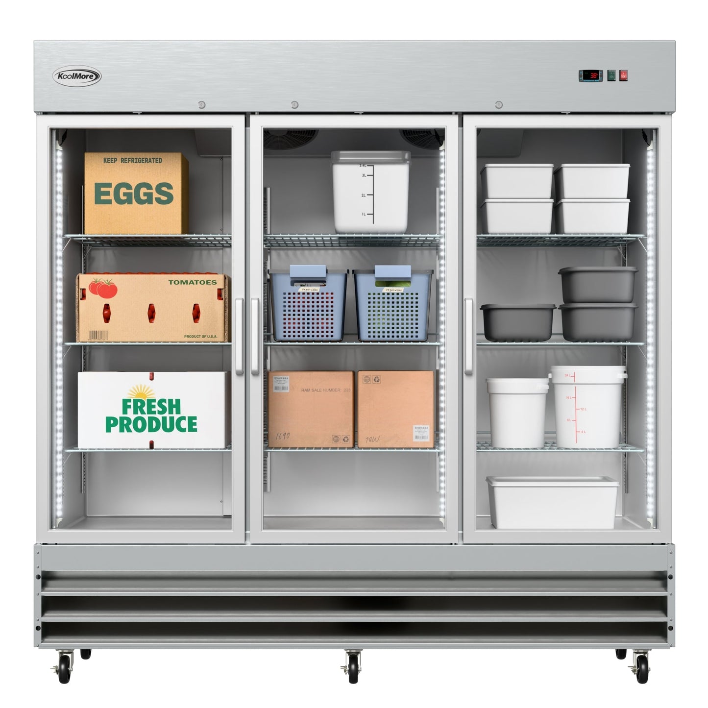 KOOLMORE 81 in. Three-Door Reach-In Refrigerator - 72 Cu Ft.  - RIR-3D-GD