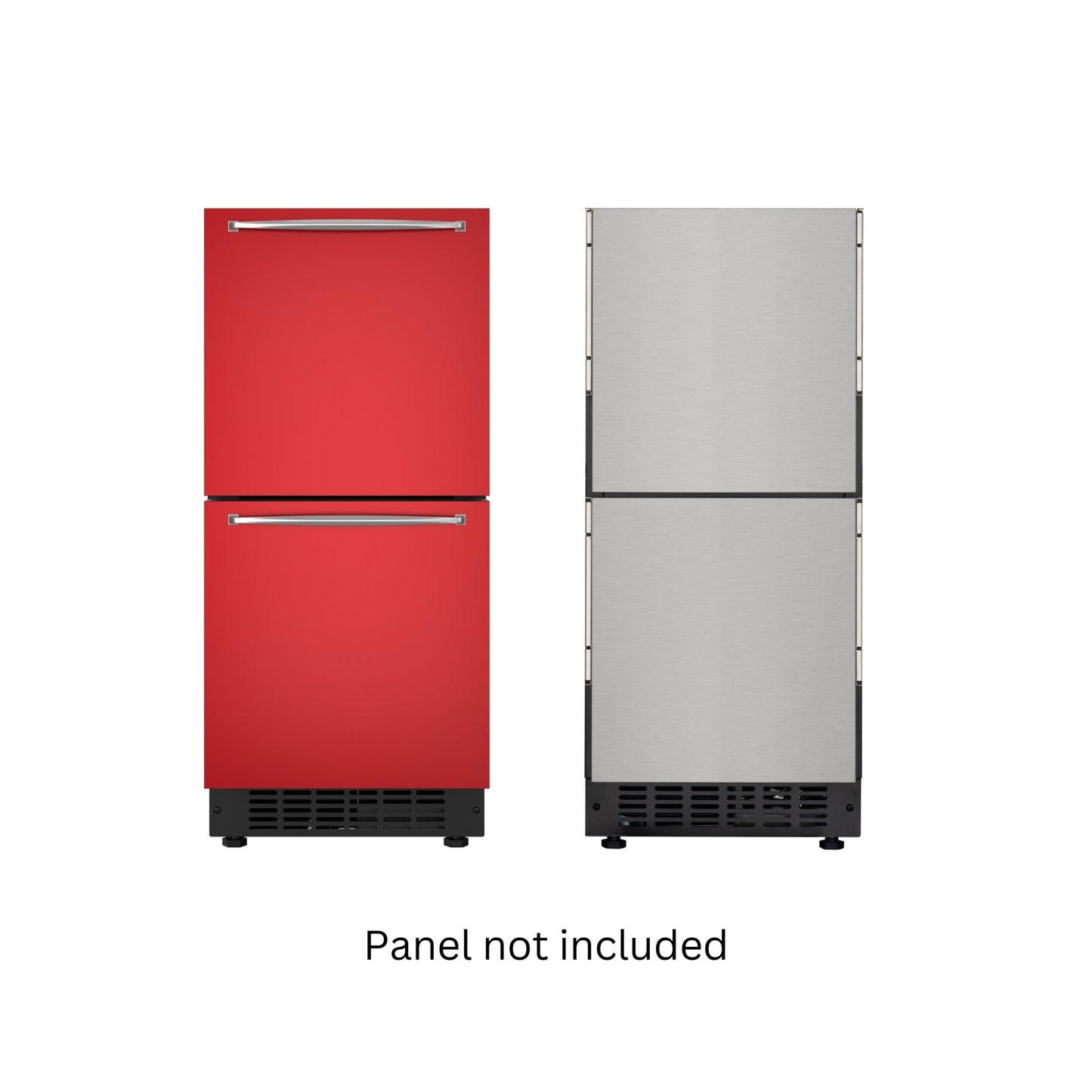 KOOLMORE 15 in. Panel Ready Built-in Double Refrigerator, Frost-Free Undercounter Fridge with Digital Temperature Control and Stainless-Steel Drawers  - KMBIR2D15PR