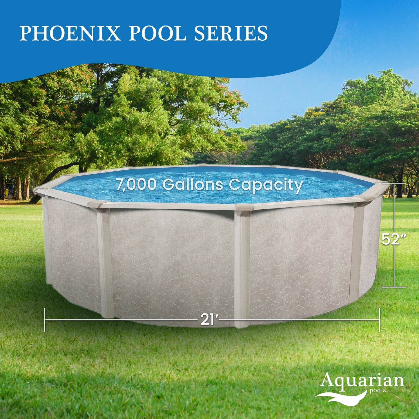 Aquarian Phoenix 21'x52" Round Steel Frame Above Ground Outdoor Pool (For Parts) - 234430