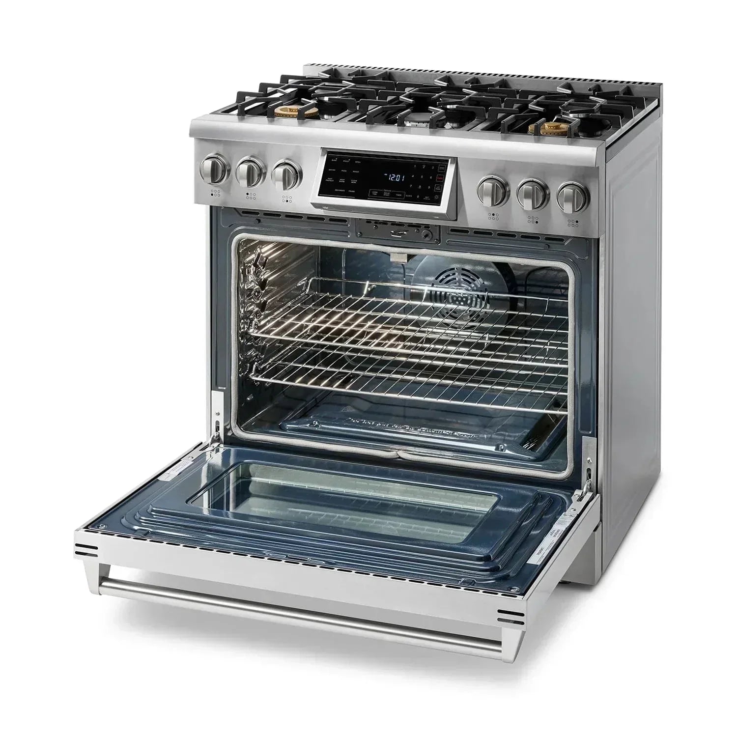 Thor Kitchen Appliance Package - 36 In. Gas Range, Range Hood, Microwave Drawer, Refrigerator with Water and Ice Dispenser, Dishwasher, Wine Cooler, AP-TRG3601-W-10