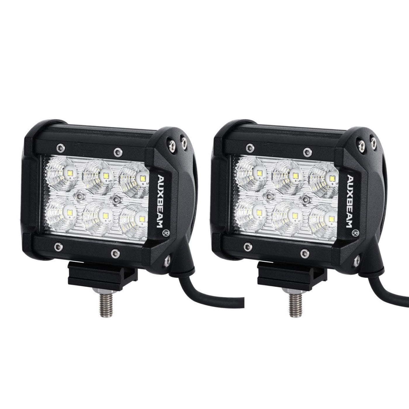 Auxbeam 7" LED Halo Headlights + 4" Inch LED Fog Lights with DRL + 5D-PRO 52" Straight LED Light Bar + Windshield Mounting Brackets + 18W Flood Beam Pod Lights Set for for Jeep Wrangler JK - GP00007761