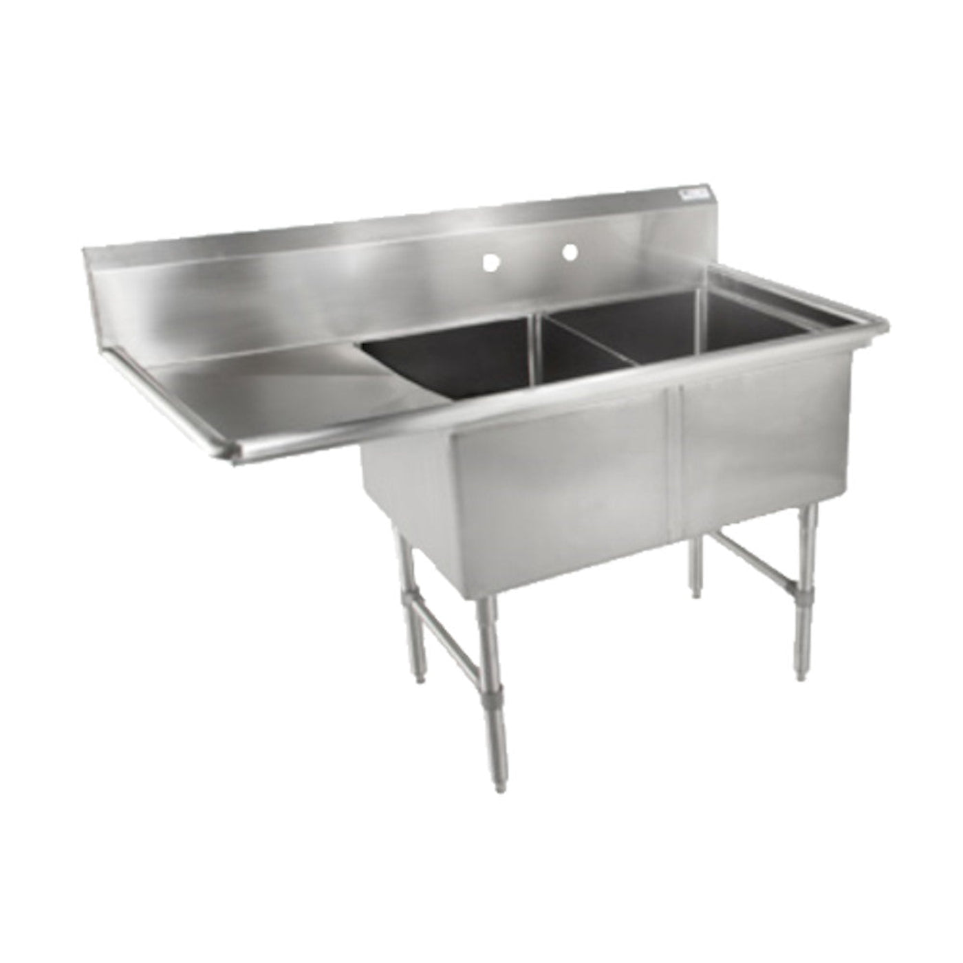 John Boos 2B18244-1D18L Two-Compartment Sink with 18" Left Drainboard - JB2B182441D18L