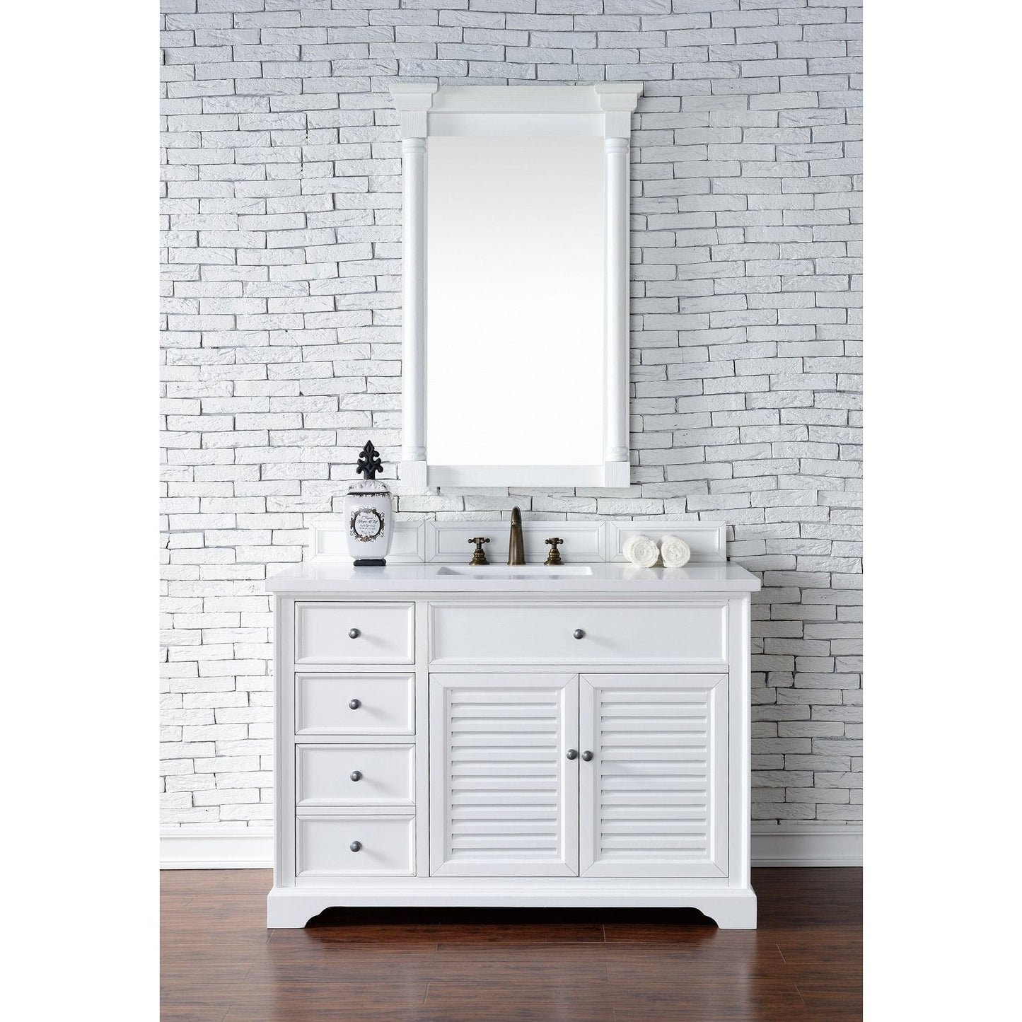 James Martin Vanities Savannah 48" Bright White Single Vanity - 238-104-V48-BW-3AF