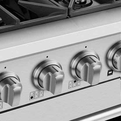 Combo Awoco 36” Freestanding 6 Burners Range with 36'' RH-S10-36E Under Cabinet Range Hood - JK36A1-T-NG+RH-S10-36E