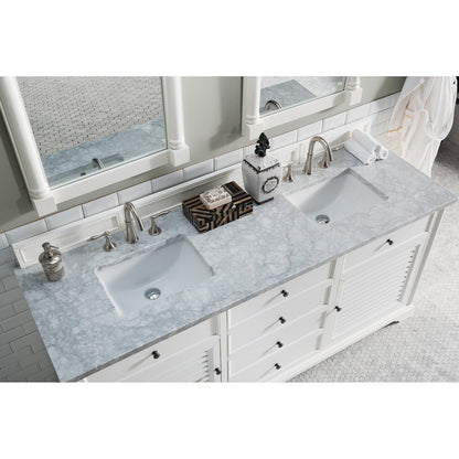 James Martin Vanities Savannah 72" Bright White Double Vanity - 238-104-V72-BW-3AF