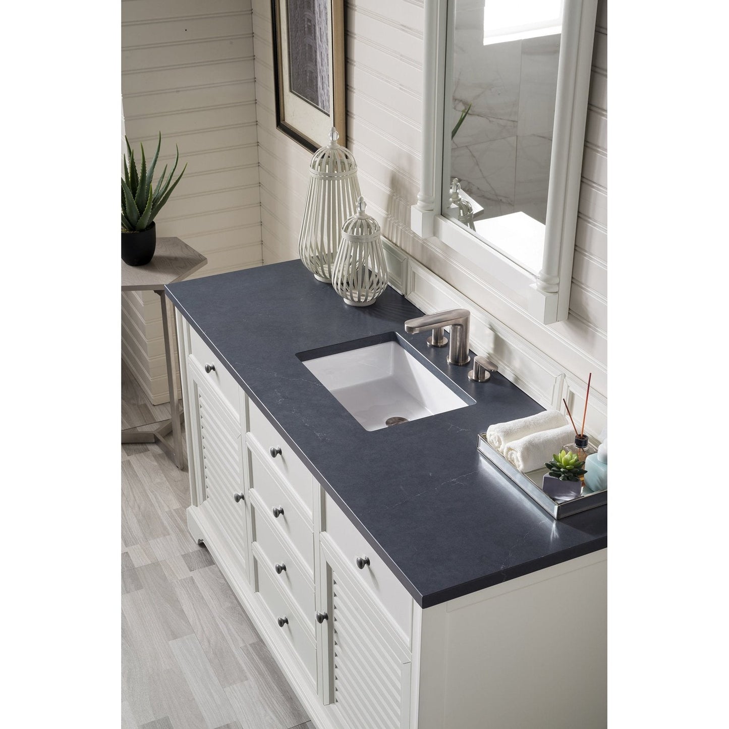 James Martin Vanities Savannah 60" Bright White Single Vanity - 238-104-V60S-BW-3AF