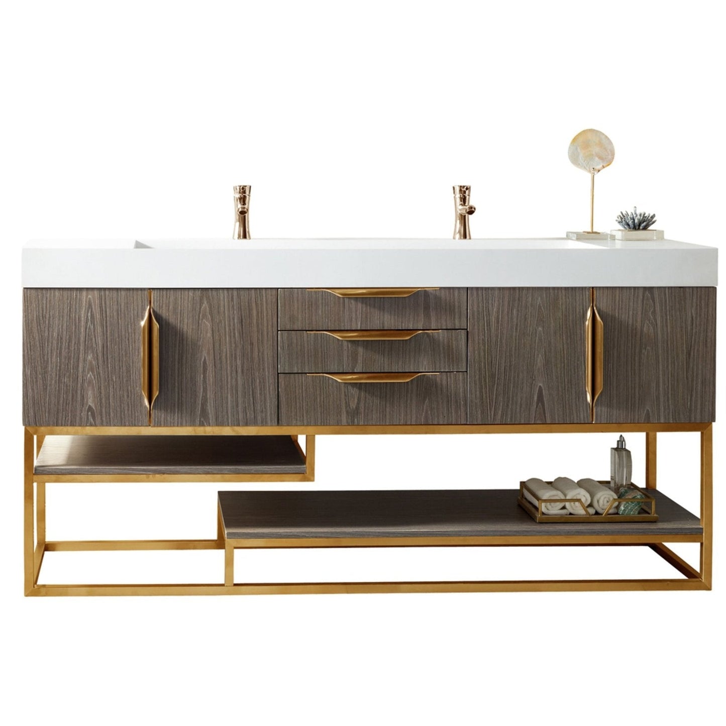 James Martin Vanities Columbia 72" Double Vanity - 388-V72D-AGR-MB-DGG