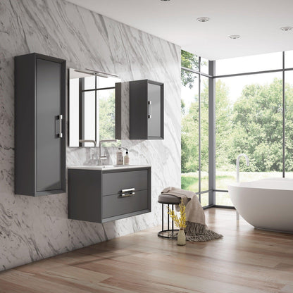 Lucena Bath 40" DÃ©cor Tirador Floating Vanity in White, Black, Gray or White and Silver. - Backyard Provider