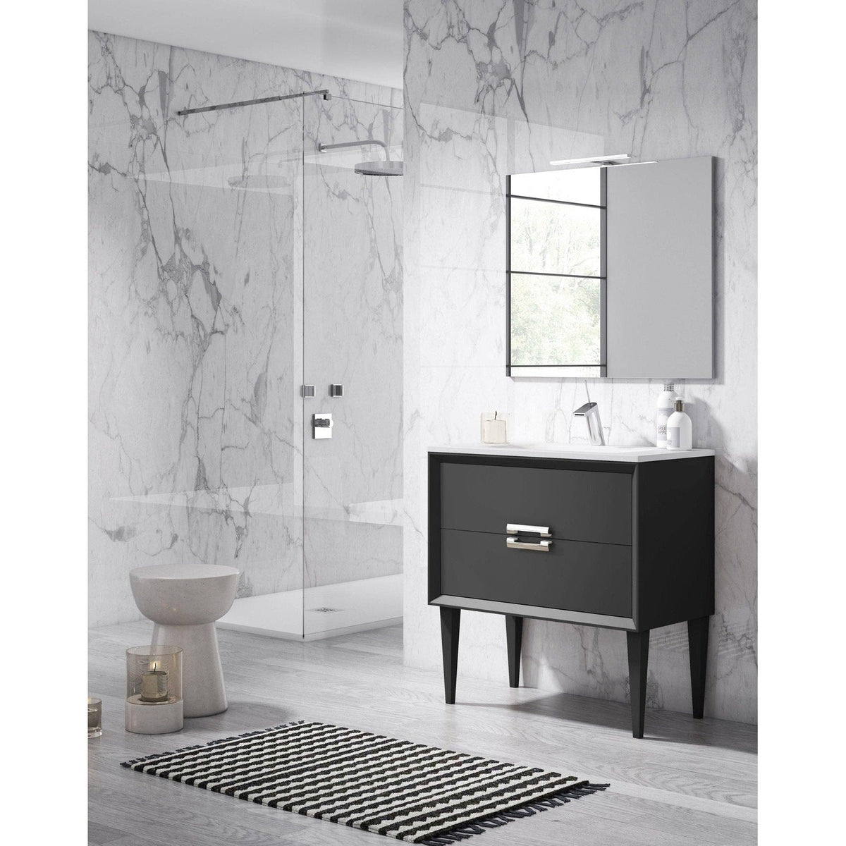 Lucena Bath 32" DÃ©cor Tirador  Freestanding Vanity in White, Black, Gray or White and Silver. - Backyard Provider