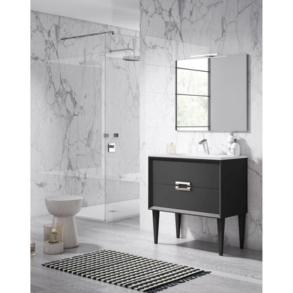 Lucena Bath 32" DÃ©cor Tirador  Freestanding Vanity in White, Black, Gray or White and Silver. - Backyard Provider