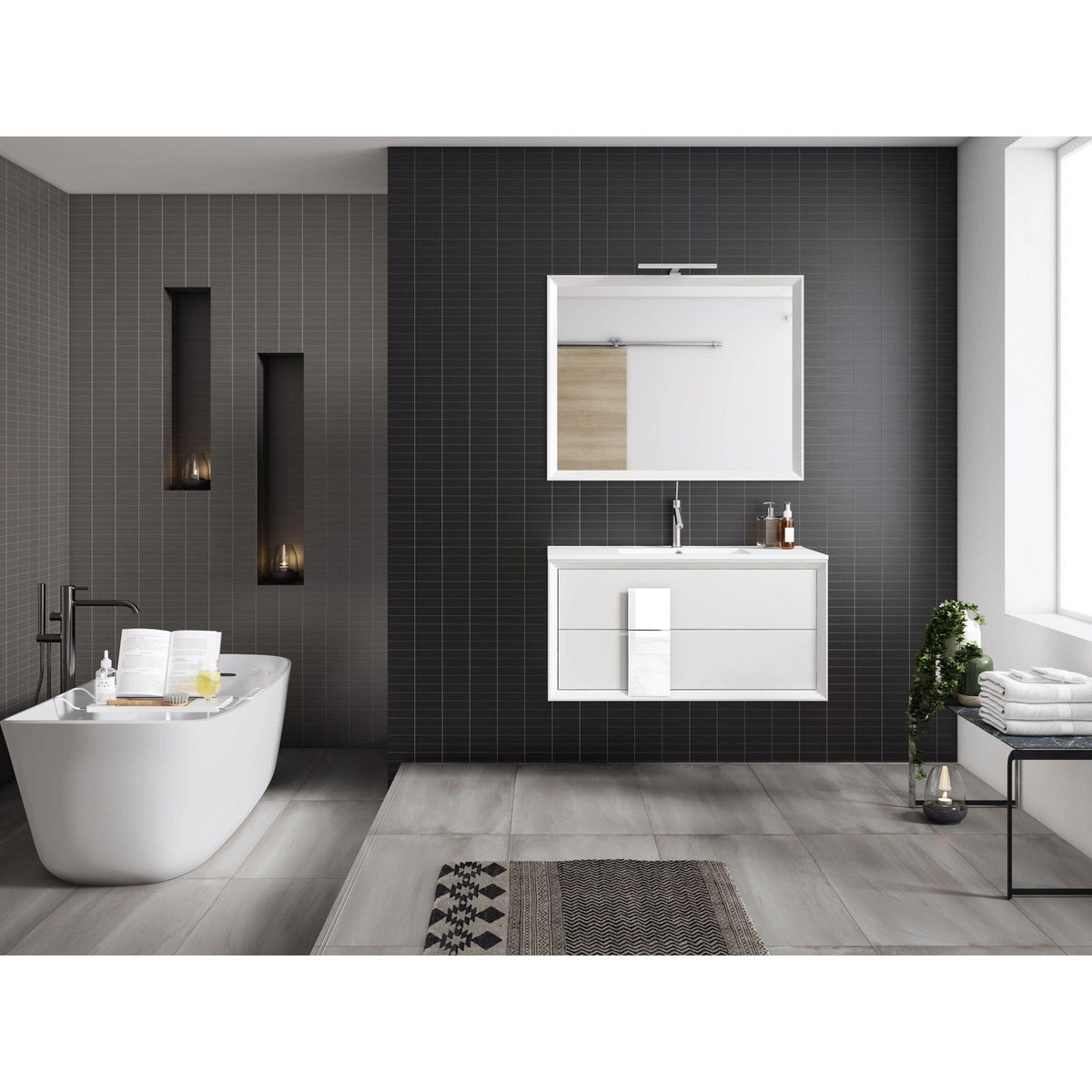 Lucena Bath DÃ©cor Cristal 32" Bathroom Vanity in White, Black, Grey, White and Black, White and Grey or Black and Grey - Backyard Provider