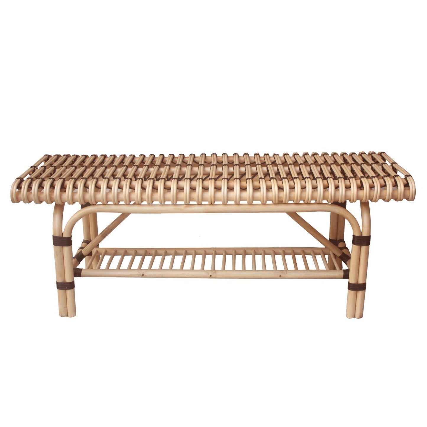 New Pacific Direct Baza Rattan Bench w/ Shelf  - 4900039