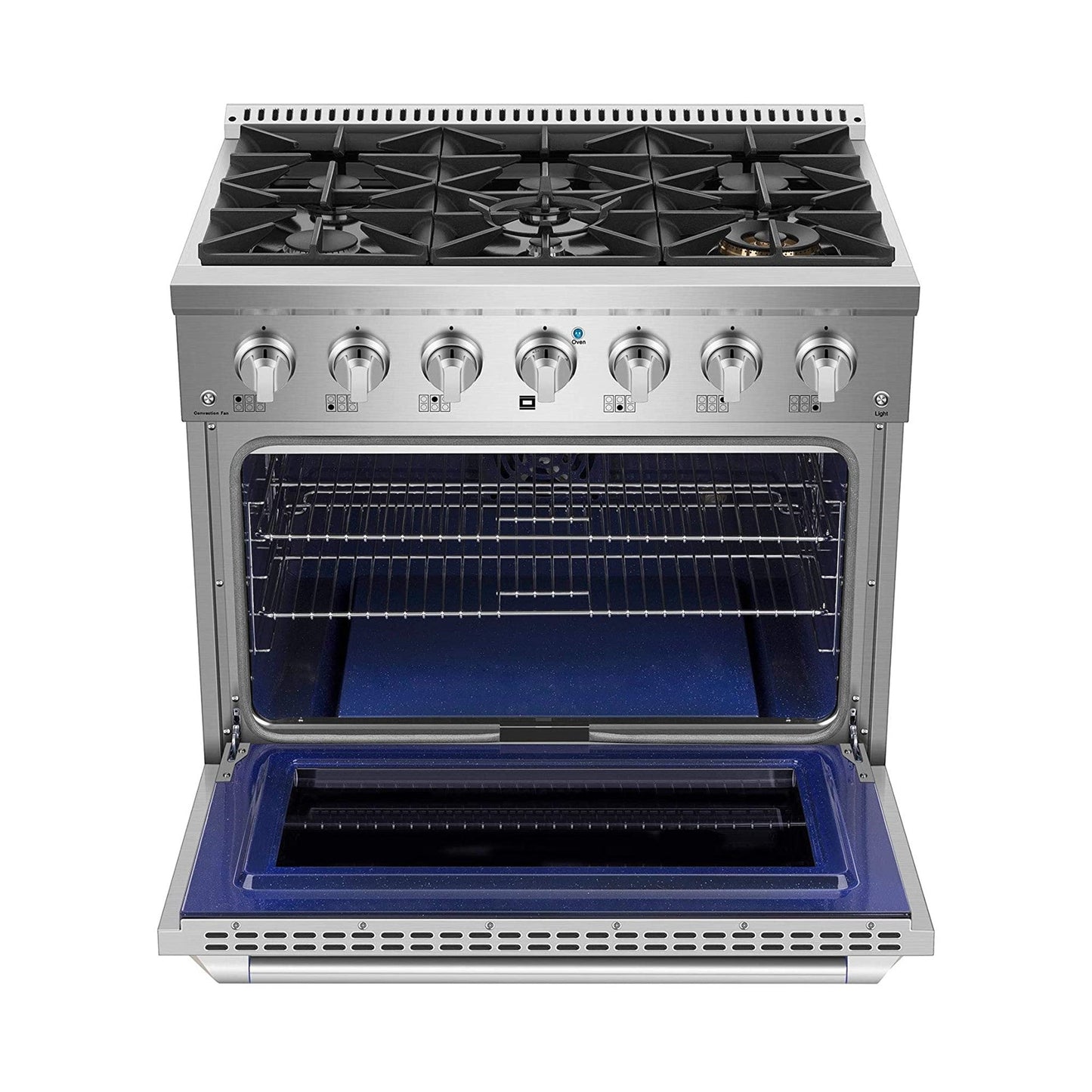Combo Awoco 36” Freestanding 6 Burners Range with 36'' RH-S10-36E Under Cabinet Range Hood - JK36A1-T-NG+RH-S10-36E