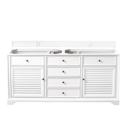 James Martin Vanities Savannah 72" Bright White Double Vanity - 238-104-V72-BW-3AF