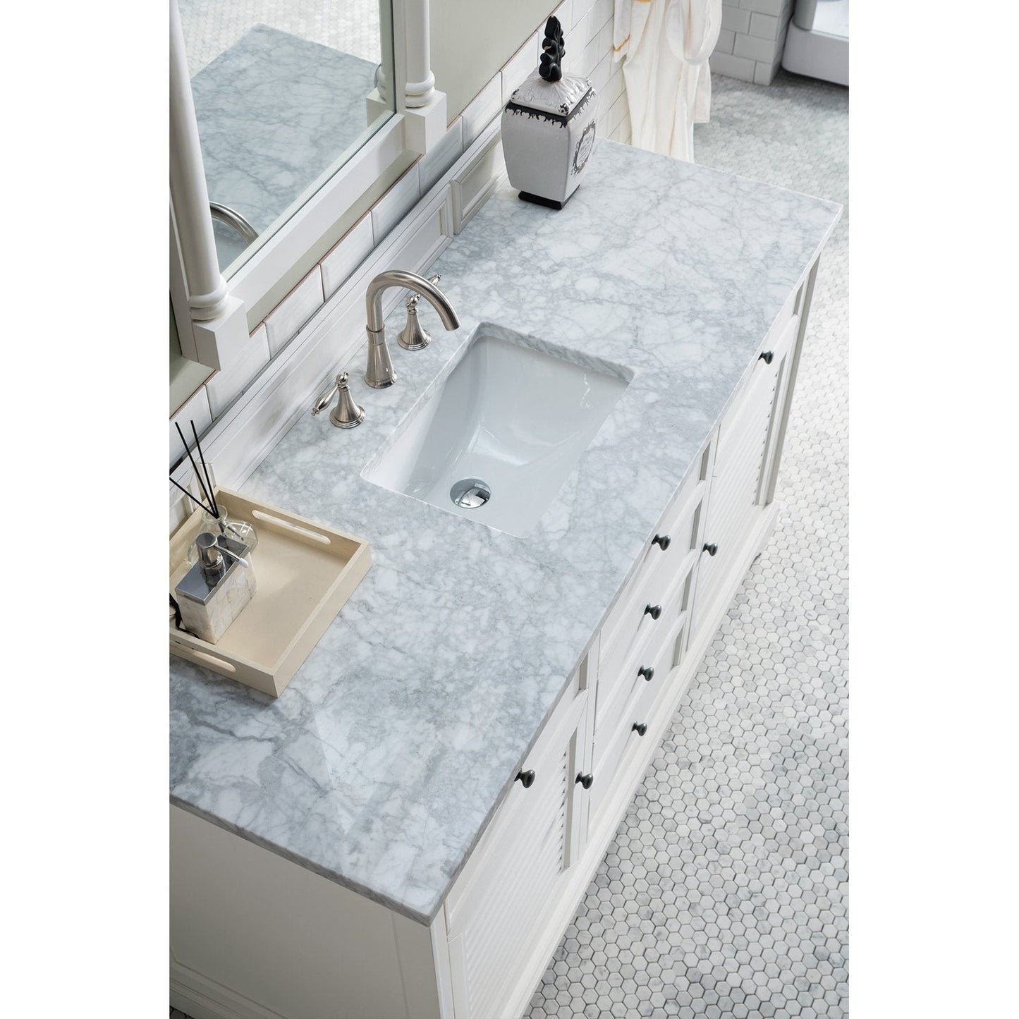 James Martin Vanities Savannah 60" Bright White Single Vanity - 238-104-V60S-BW-3AF