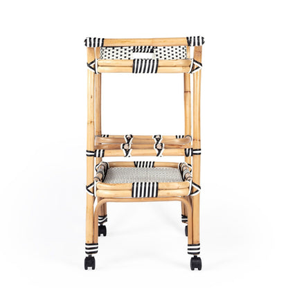 Butler Specialty Company Selena & Rattan Bar Cart, Black and White, Natural -  5397295