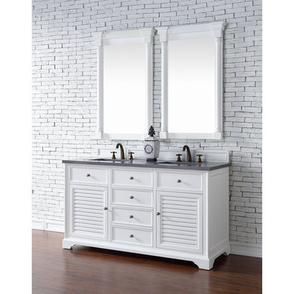 James Martin Vanities Savannah 60" Bright White Double Vanity - 238-104-V60D-BW-3AF