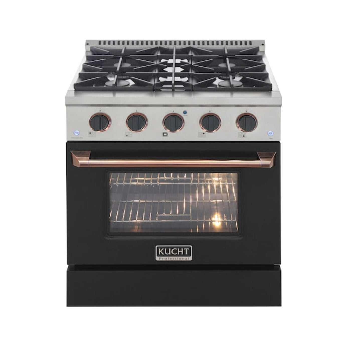 Kucht 30" Pro-Style Propane Gas Dual Fuel Range in Black with Rose Gold Accents, KDF302/LP-K-ROSE - KDF302/LP-K-ROSE