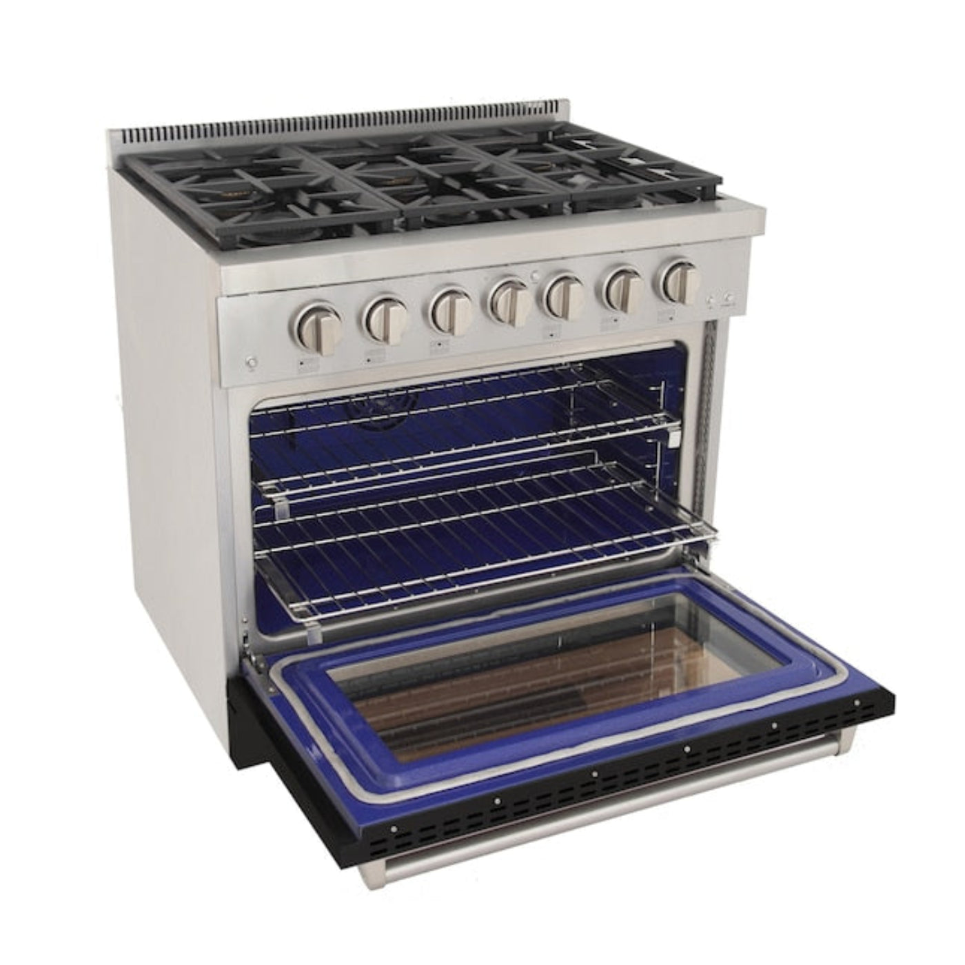 Kucht Professional 36" 5.2 cu. ft. Propane Gas Range in Black with True Simmer Burners, KFX3600X/LP-BK - KFX3600X/LP-BK