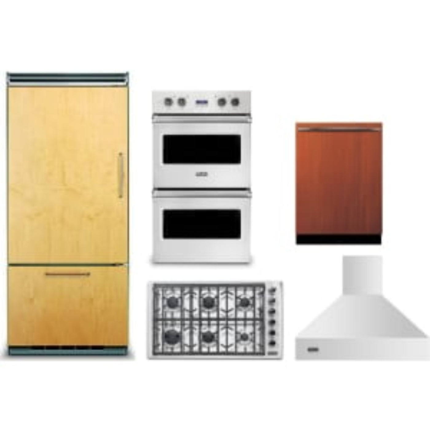 Viking 5-Piece Package 36 Built-In Panel-Ready Bottom-Freezer Refrigerator and 36 5 Cooktop and 30 5 Wall Oven and 24 Integrated Panel-Ready In Dishwasher and 36 Hood - FDWU524