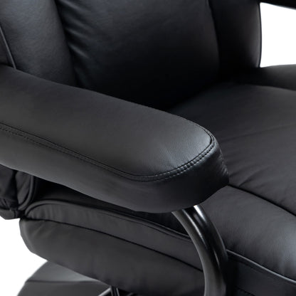 HomCom Swivel Recliner, Manual PU Leather Armchair with Ottoman Footrest for Living Room, - B09PV297DL-1