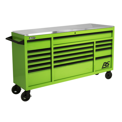 Homak  72” RS Pro Series 16 Drawer Roller Cabinet with Stainless Steel Top - BK04072164