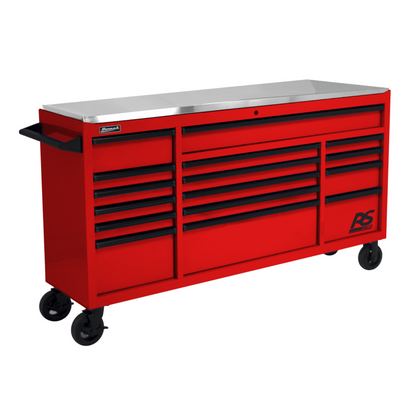 Homak  72” RS Pro Series 16 Drawer Roller Cabinet with Stainless Steel Top - BK04072164