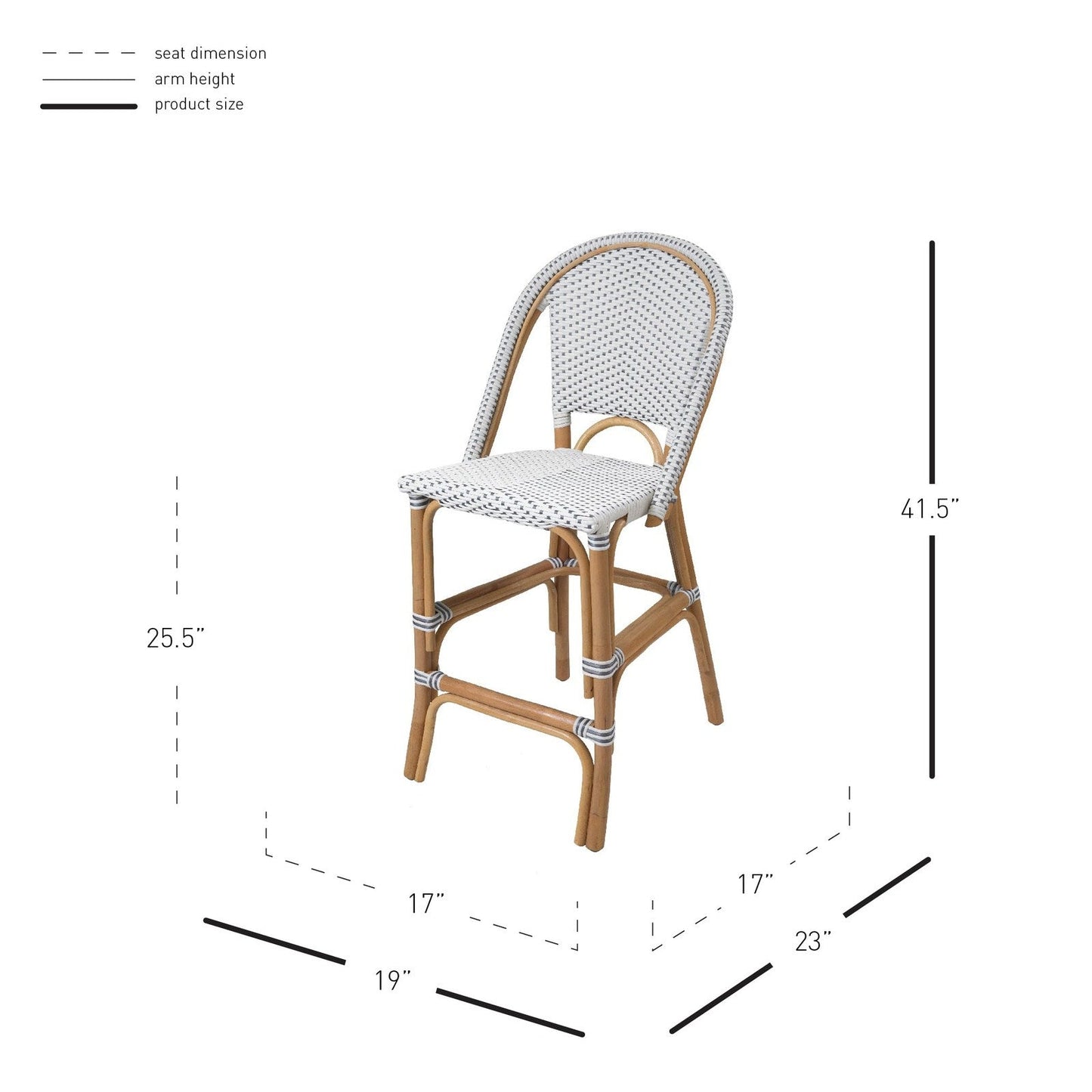 New Pacific Direct Avignon Paris Rattan Bistro Counter Stool  - 7400041