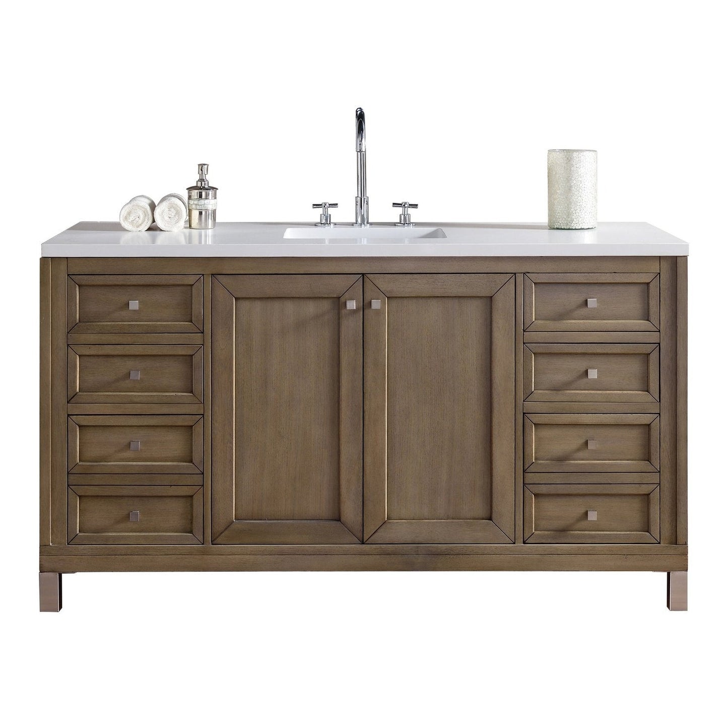 James Martin Vanities Chicago 60" Single Vanity - 305-V60S-WWW-3AF