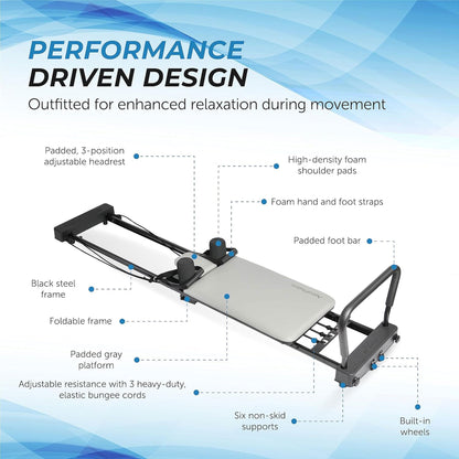 Stamina AeroPilates 287 Folding Pilates Workout Reformer Machine w/o Rebounder - 79739