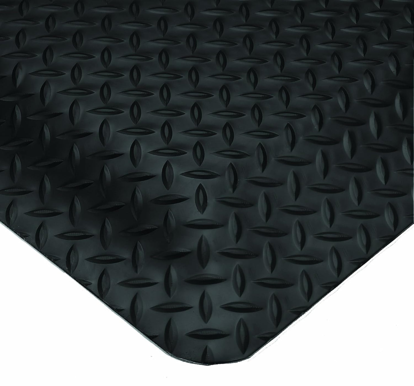 Wearwell Diamond-Plate SpongeCote UltraSoft Mat, 3' Width x 20' Length x 15/16" Thickness, Black - 414.1516x3x20BK