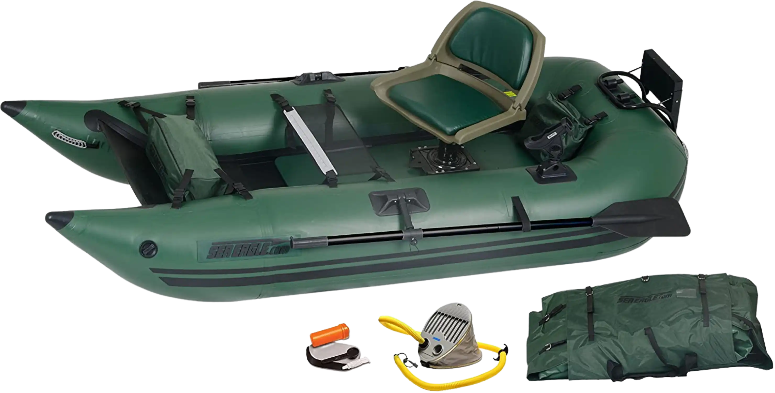 Sea Eagle 285 Inflatable Portable Frameless Fishing Pontoon Boat Pro Package Green 285FPBK_P New - 285FPBK_P