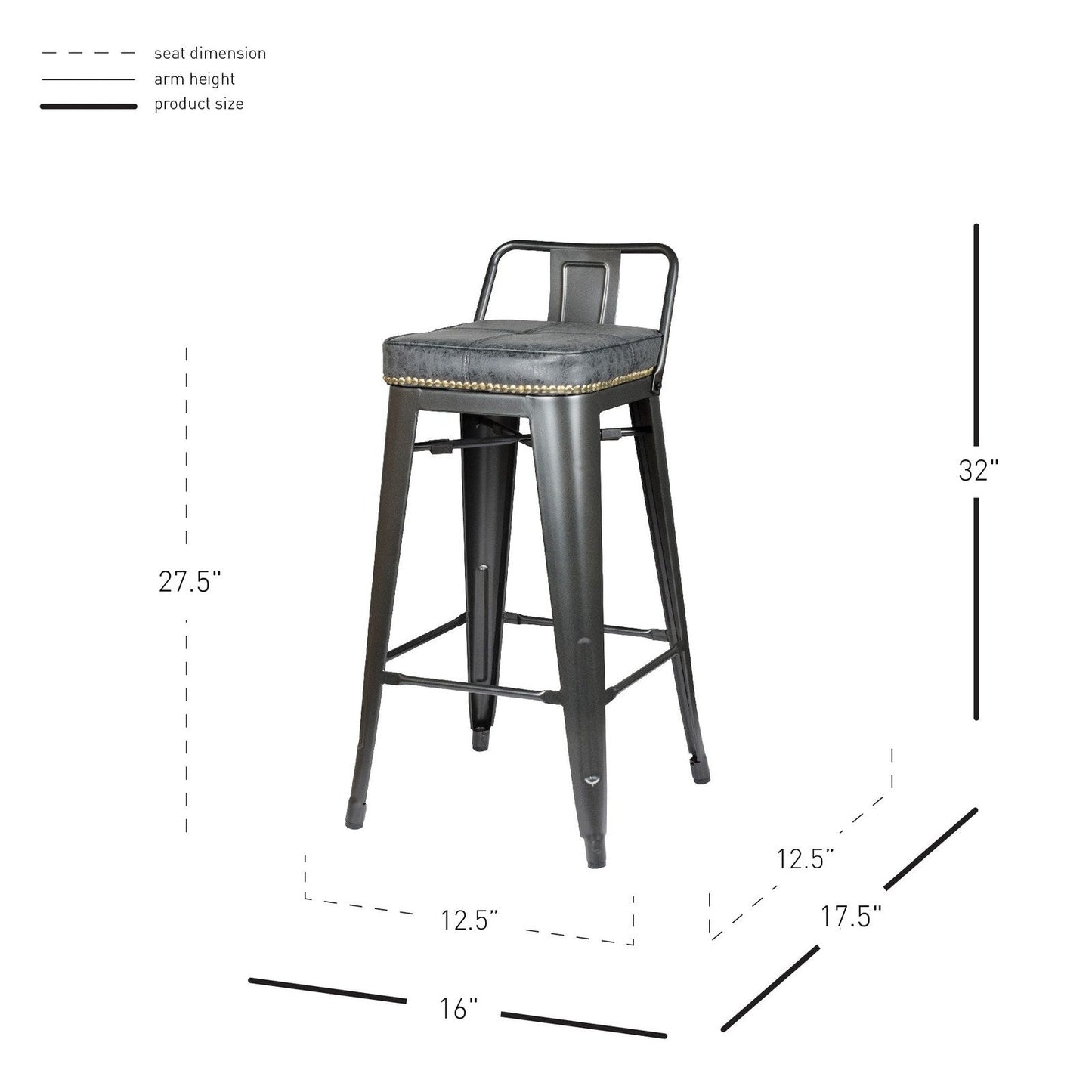 New Pacific Direct Metropolis PU Leather Low Back Counter Stool, (Set of 4) -  9300032-240