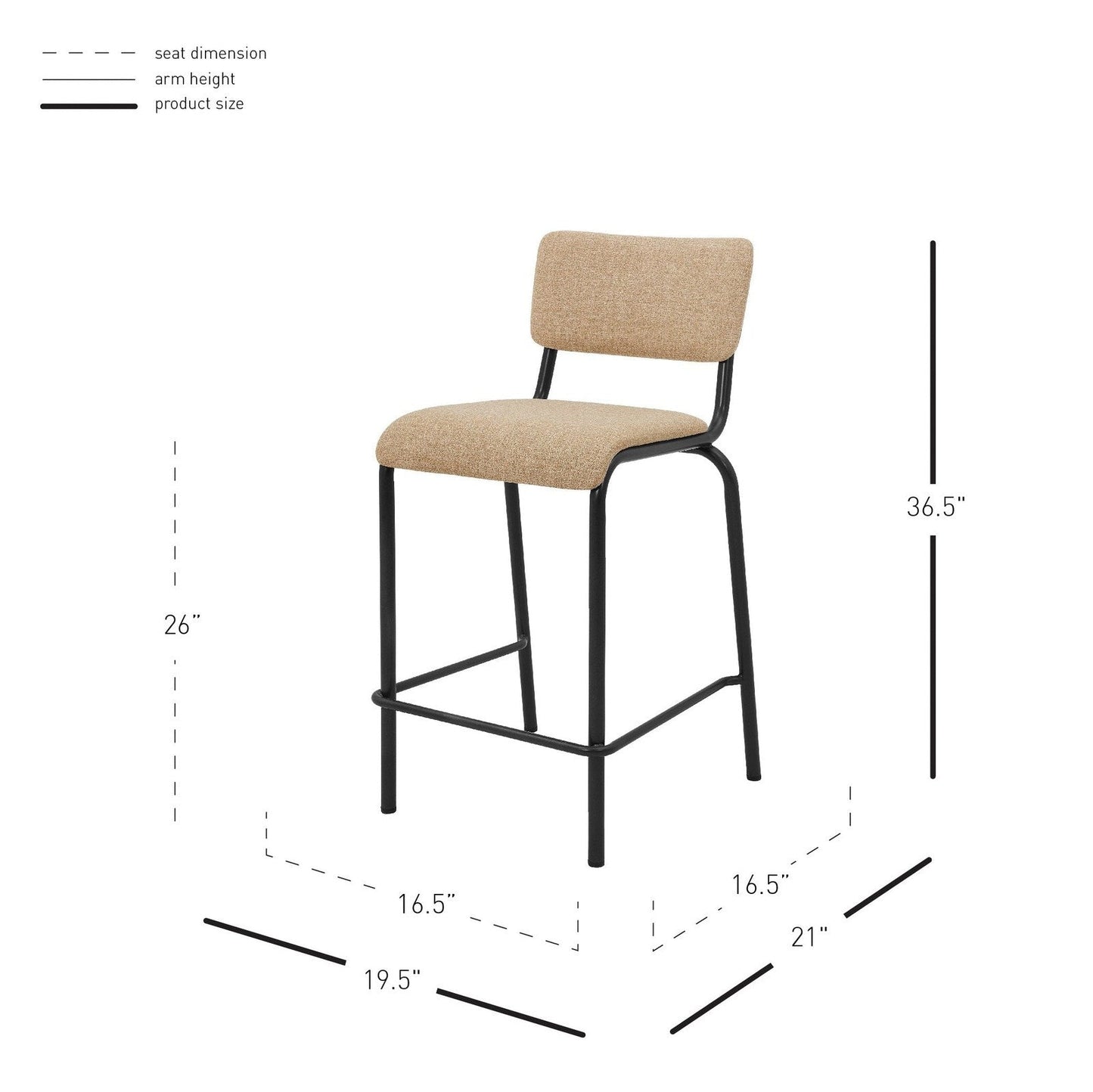 New Pacific Direct Lehman Fabric Counter Stool, (Set of 4)  - 9300099-532