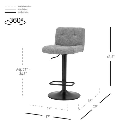 New Pacific Direct Jude KD Fabric Gaslift Swivel Bar Stool, (Set of 2)  - 9300117-529