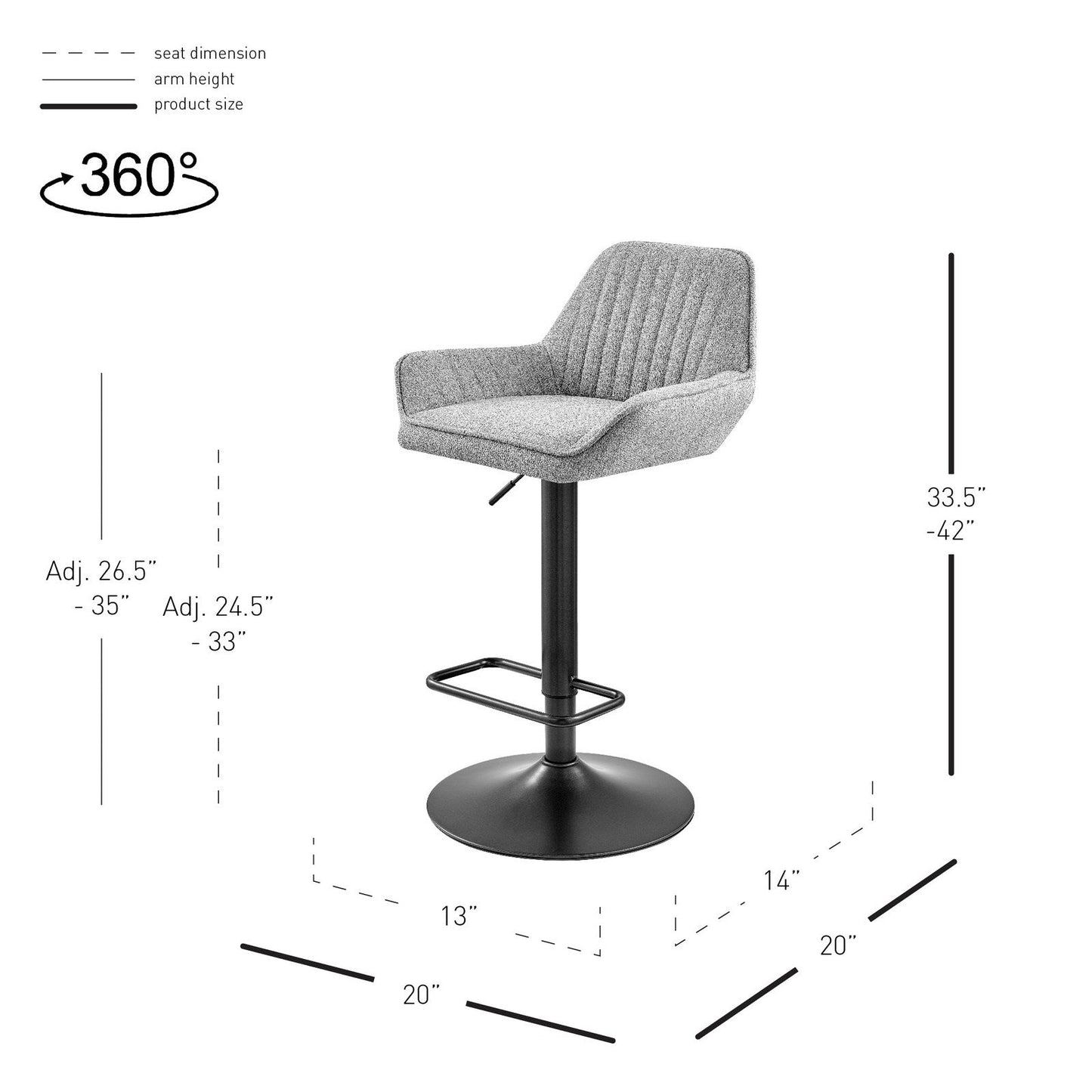 New Pacific Direct Luther Fabric Gaslift Swivel Bar Stool, (Set of 2)  - 9300122-529