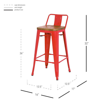 New Pacific Direct Metropolis Low Back Counter Stool, (Set of 4) -  938533-R