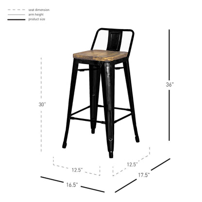 New Pacific Direct Metropolis Low Back Bar Stool, (Set of 4) -  938537-B