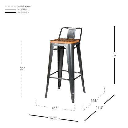 New Pacific Direct Metropolis Low Back Bar Stool, (Set of 4) 938537-GM - 938537-GM