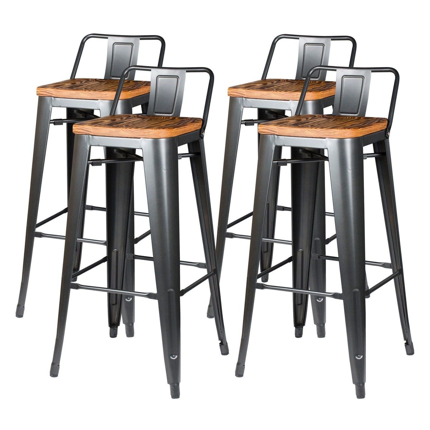 New Pacific Direct Metropolis Low Back Bar Stool, (Set of 4) 938537-GM - 938537-GM