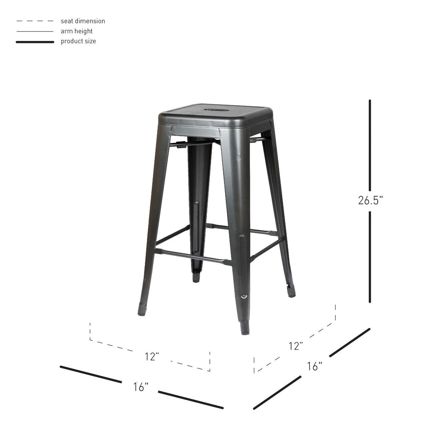 New Pacific Direct Metropolis Metal Backless Counter Stool, (Set of 4) -  938626-GM