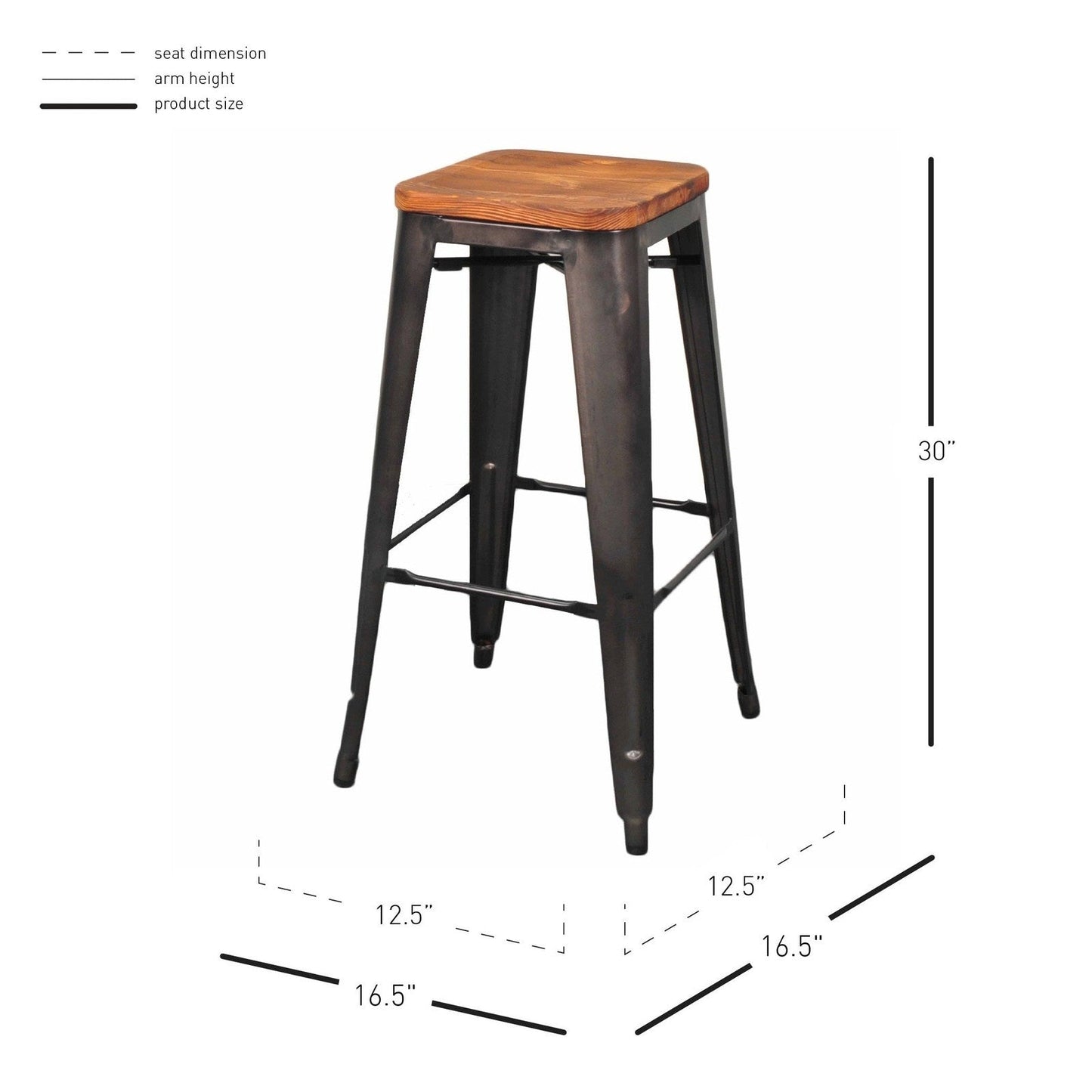 New Pacific Direct Metropolis Backless Bar Stool, (Set of 4) 938631-GM - 938631-GM