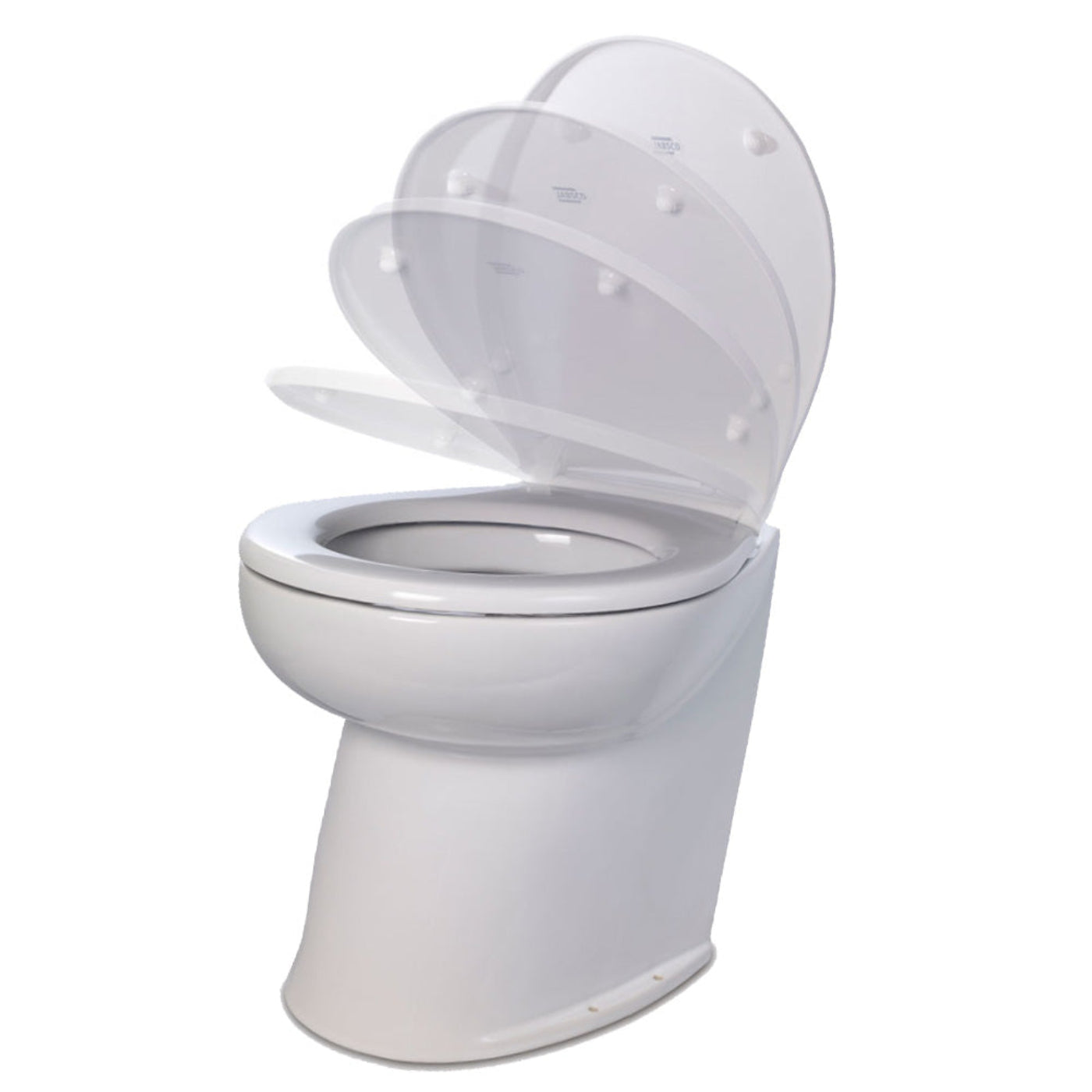 Jabsco Deluxe Flush 14" Angled Back 12V Raw Water Electric Marine Toilet w/Remote Rinse Pump  Soft Close Lid - CWR-98018