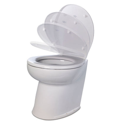 Jabsco Deluxe Flush 14" Straight Back 12V Freshwater Electric Marine Toilet w/Solenoid Valve  Soft Close Lid  - CWR-98014